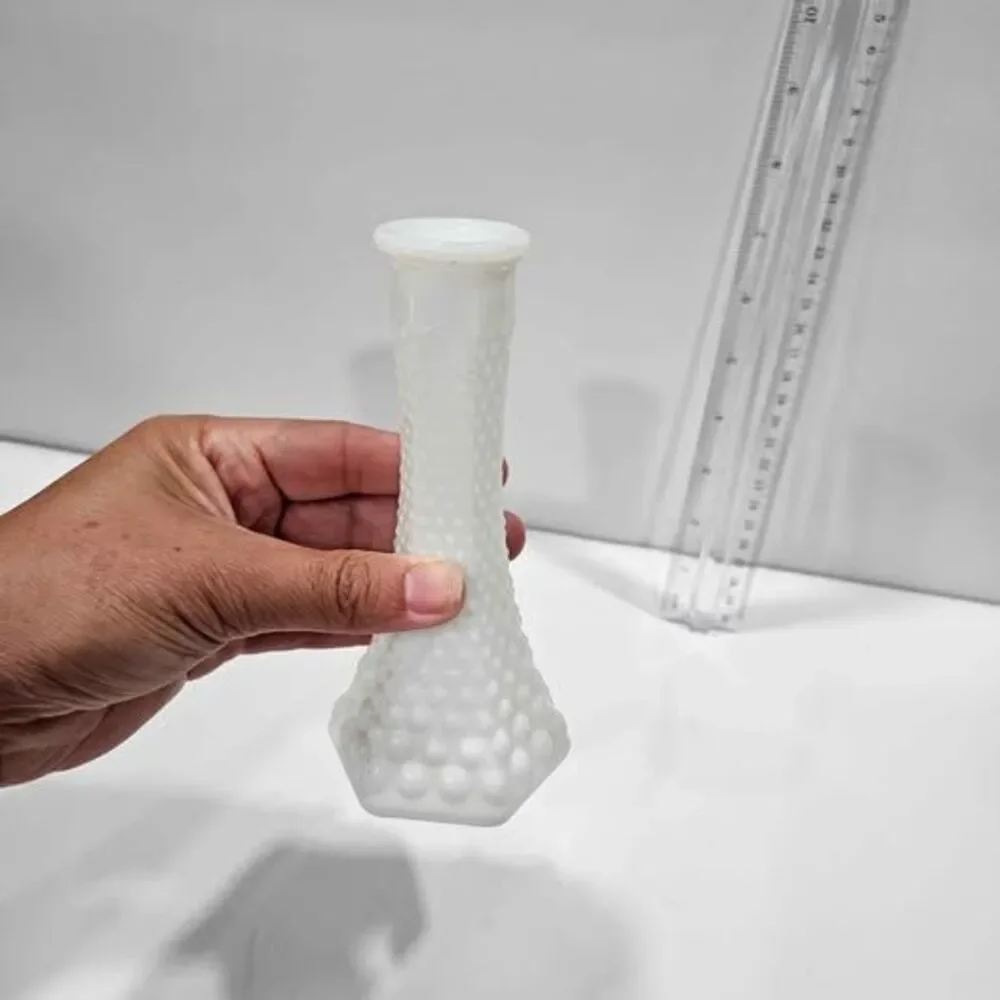 Vintage milk glass hobnail vase